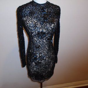 Sherry Hill Beaded cocktail Dress size 2 Black